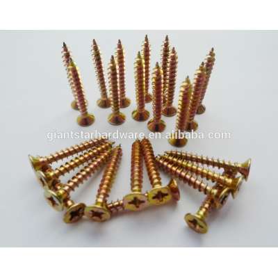 Yellow zinc platd chipboard screws DIN 7505