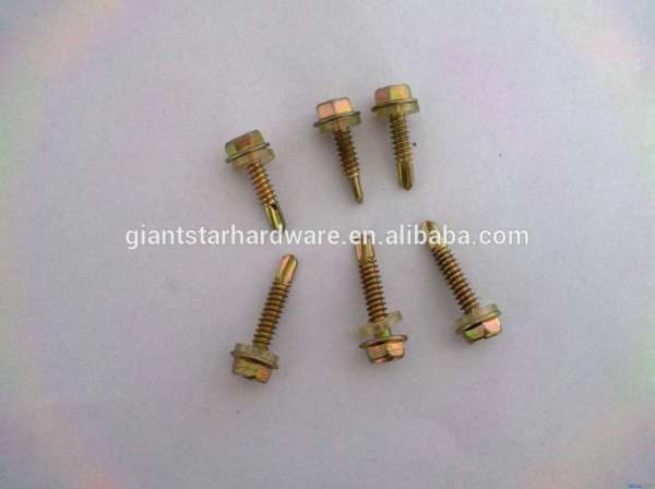 Roofing screws, Hex head self drilling screws with rubber washer, tekscrews