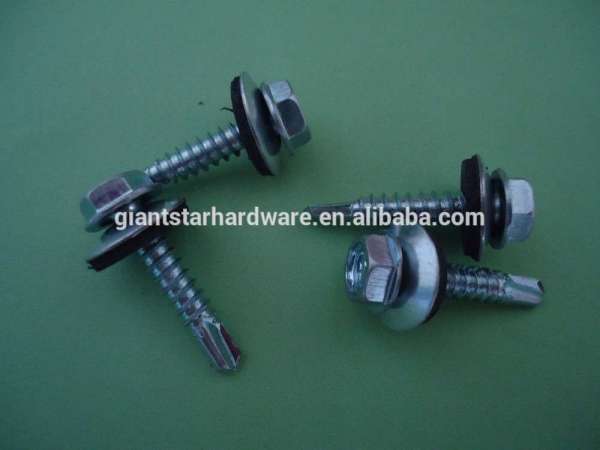 DIN 7504 Hex head self drilling screws with EPDM washer, self drilling screws